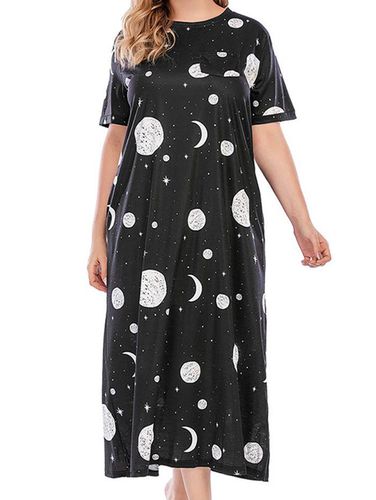 Dresslily WomenFRDresslily Plus Size Dress Sun Moon Star Print Front Pocket Short Sleeve Trapeze Midi Dress Clothing Online 5xl - DressLily.com - Modalova