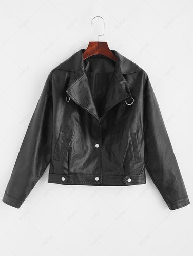Women Jackets Faux Leather Snap Button Pockets Biker Jacket S - ZAFUL Product Catalog (GBP) - Modalova