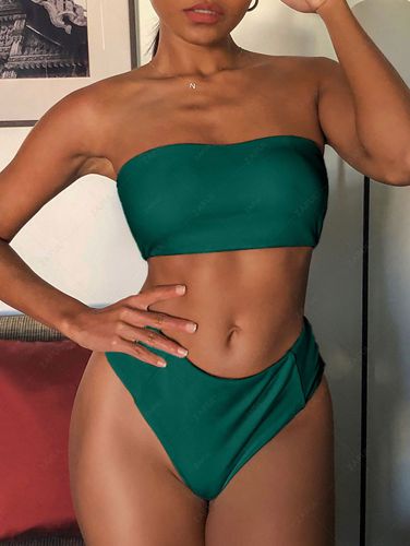 ZAFUL Textured High Waisted Bandeau Bikini Swimsuit S - ZAFUL Product Catalog (GBP) - Modalova