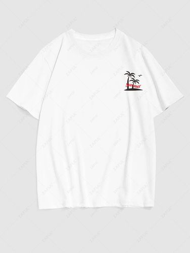 Camiseta de Verano con Estampado de Cocotero con Cuello Redondo - ZAFUL - Modalova