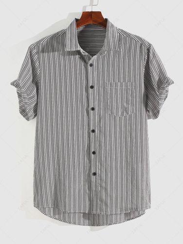 Camisa a Rayas Verticales con Botones y Estampado de Rayas - ZAFUL - Modalova