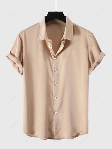Camisa de Color Sólido de Manga Corta con Botones - ZAFUL - Modalova