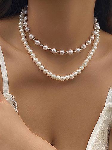 Collar de Doble Perlas de Imitación - ZAFUL - Modalova