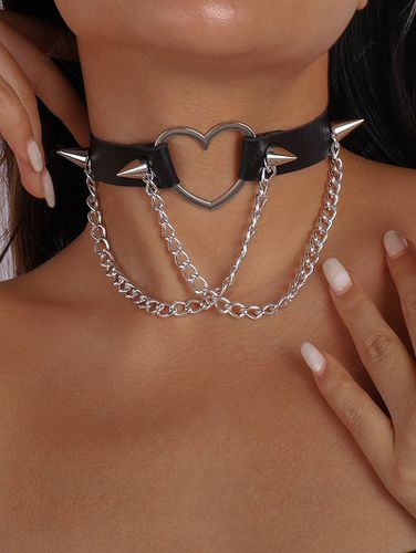 Collar Gargantilla en Forma de Anillo Corazón de Cuero Artificial - ZAFUL - Modalova
