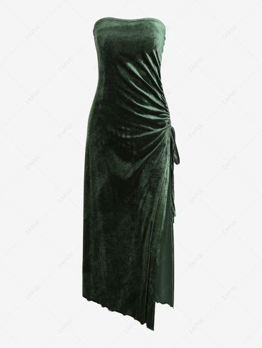 Vestido Sin Tirantes de Terciopelo Hendidura - ZAFUL - Modalova