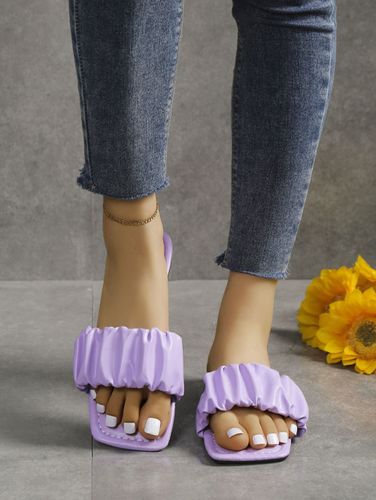 Ruched Slip On Flats Sandals Slides - ZAFUL - Modalova