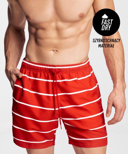 Men's Quick Drying Beach Shorts - red/white - Atlantic - Modalova