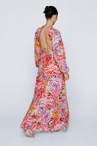 Womens Floral Metallic Cut Out Maxi Dress - - 4 - Nasty Gal - Modalova