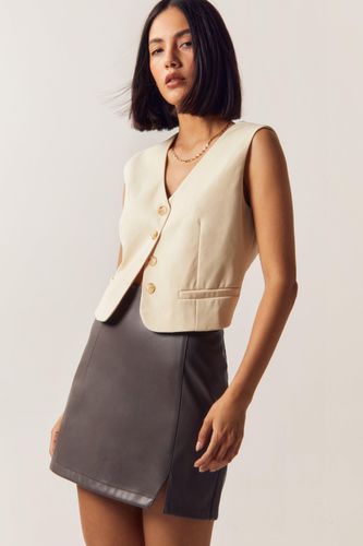 Womens Faux Leather Slit Front Mini Skirt - - 4 - Nasty Gal - Modalova