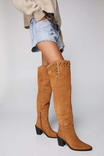 Womens Real Suede Studded Over the Knee Boots - - 3 - Nasty Gal - Modalova