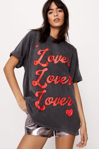Womens Lover Graphic Washed Oversized T-shirt - - L - Nasty Gal - Modalova