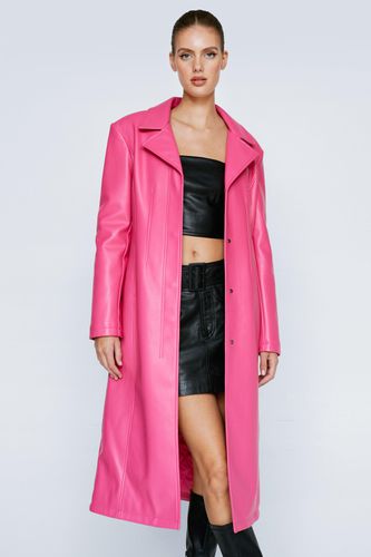 Womens Premium Faux Leather Longline Coat - - 8 - Nasty Gal - Modalova