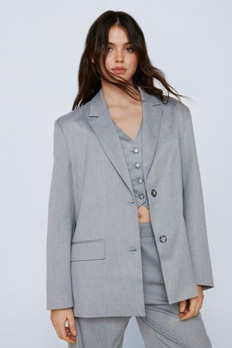 Womens Premium Charcoal Textured Tailored Blazer - - 10 - Nasty Gal - Modalova
