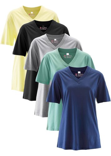 Camiseta larga y ancha con cuello en V (5 unidades), de manga corta - bpc bonprix collection - Modalova