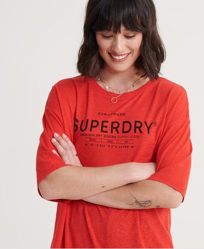Women's Desert Linen T-Shirt Red / Apple Red - Size: 12 - Superdry - Modalova