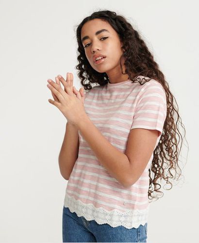 Women's Lace Mix T-Shirt / Stripe - Size: 8 - Superdry - Modalova