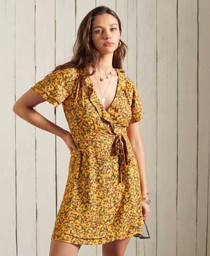 Women's Summer Wrap Dress Gold / Autumn Ditsy Gold - Size: 10 - Superdry - Modalova