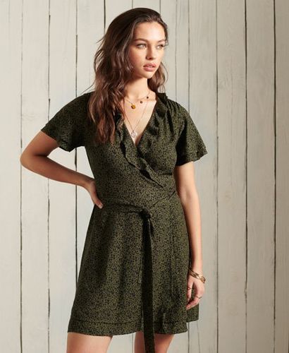 Women's Summer Wrap Dress / Dark Olive Leopard - Size: 8 - Superdry - Modalova