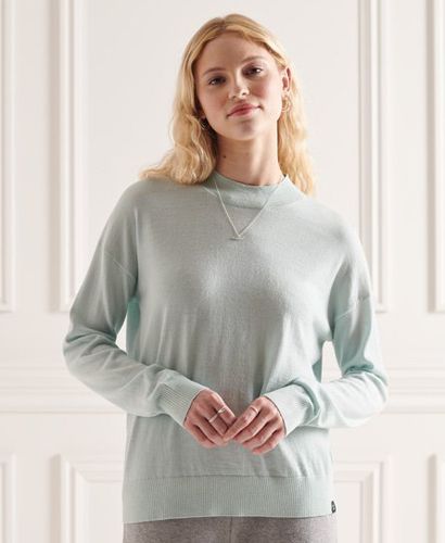 Women's Merino Mock Neck Jumper Green / Surf Spray - Size: 8 - Superdry - Modalova