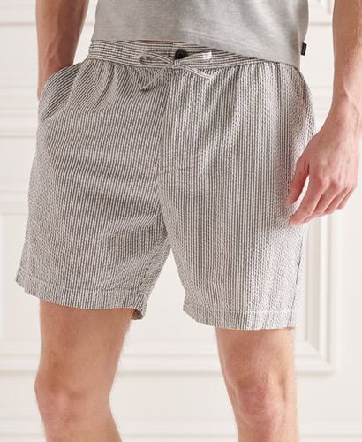 Men's Seersucker Drawstring Shorts Grey / Flat Grey Stripe - Size: L - Superdry - Modalova