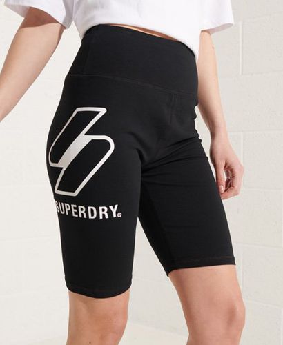 Women's Sportstyle Logo Cycling Shorts Black - Size: 10 - Superdry - Modalova
