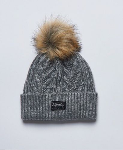 Women's Cable Lux Beanie / Soft Grey Marl - Size: 1SIZE - Superdry - Modalova