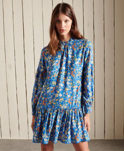 Women's High Neck Mini Dress Blue / Blue Ditsy - Size: 10 - Superdry - Modalova