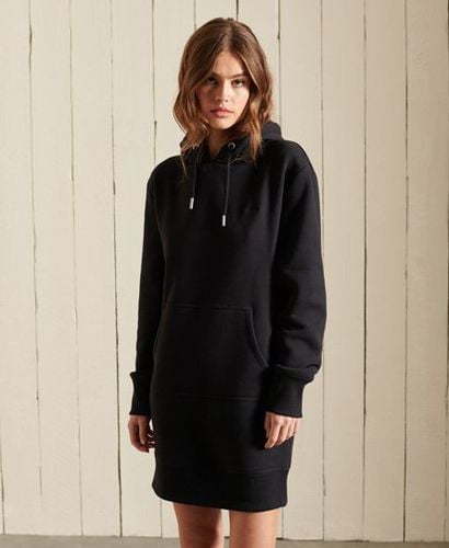 Women's Vintage Logo Embroidered Hoodie Dress Black - Size: 8 - Superdry - Modalova