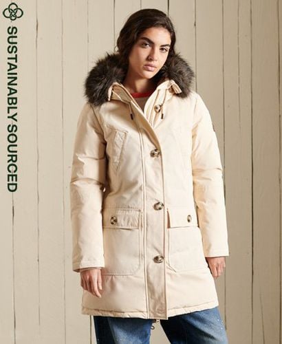 Women's Rookie Down Parka Coat Cream / Oatmeal - Size: 10 - Superdry - Modalova