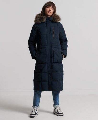 Women's Longline Faux Fur Everest Coat Navy / Eclipse Navy - Size: 12 - Superdry - Modalova