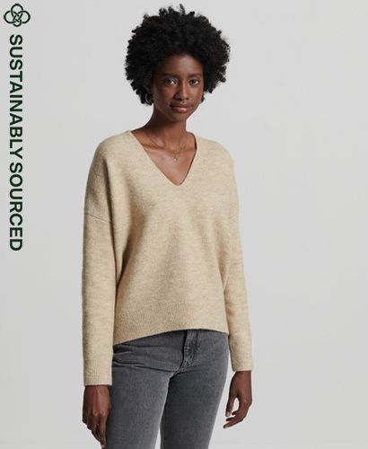 Women's Studios Slouch V-Neck Knitted Jumper / White Pepper - Size: 16 - Superdry - Modalova