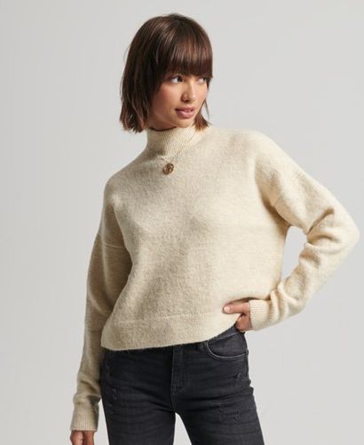 Women's Vintage Essential Mock Neck Jumper Cream / Ecru - Size: 14 - Superdry - Modalova