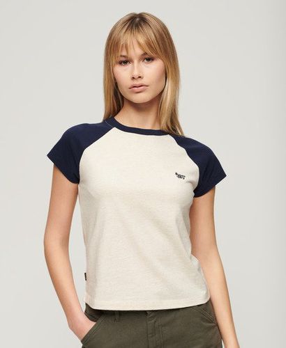 Women's Organic Cotton Essential Logo Raglan T-Shirt Navy / Richest Navy/Light Oat Marl - Size: 10 - Superdry - Modalova