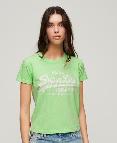 Damen Figurbetontes T-Shirt mit Neonfarbener Grafik und Logo-Druck, Größe: 36 - Superdry - Modalova