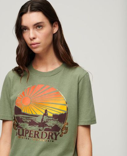 Women's Travel Souvenir Relaxed T-Shirt / Thyme Marl - Size: 16 - Superdry - Modalova