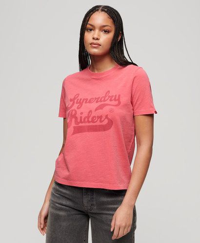 Women's Archive Kiss Print Relaxed T-Shirt Pink / Coral Slub - Size: 12 - Superdry - Modalova
