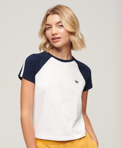 Women's Essential Logo Retro T-Shirt / Optic/ Richest Navy - Size: 12 - Superdry - Modalova