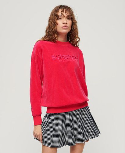 Ladies Boxy Fit Graphic Embroidered Velour Crew Sweatshirt, Pink, Size: 14 - Superdry - Modalova