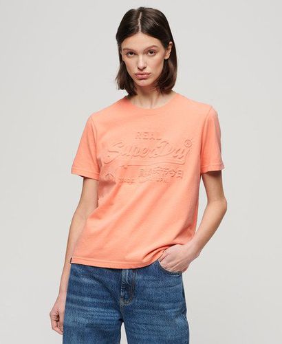 Women's Embossed Relaxed T-Shirt / Papaya Punch - Size: 12 - Superdry - Modalova