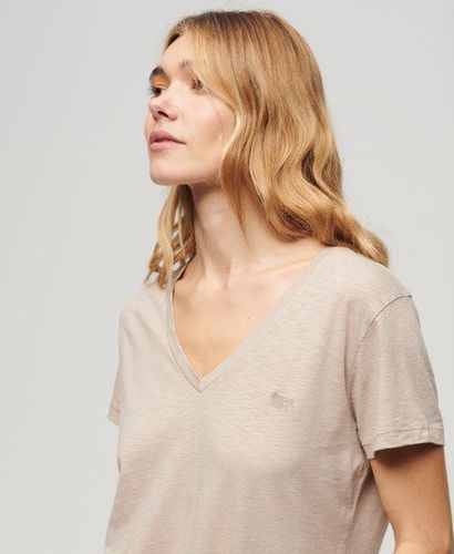 Women's Slub Embroidered V-Neck T-Shirt / String - Size: 14 - Superdry - Modalova