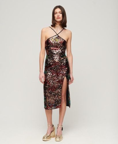 Women's Sequin Halter Midi Dress Multiple Colours / Multi Union Sequin - Size: 14 - Superdry - Modalova