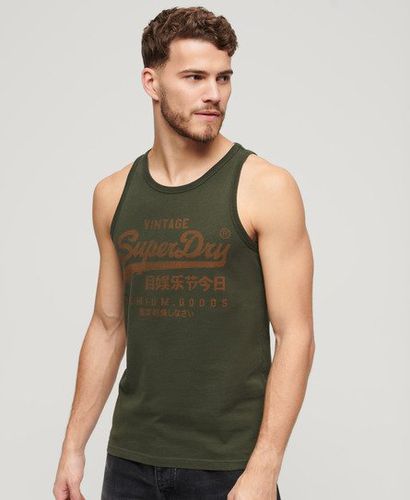 Mens Slim Fit Classic Vintage Logo Heritage Vest Top, Green, Size: L - Superdry - Modalova