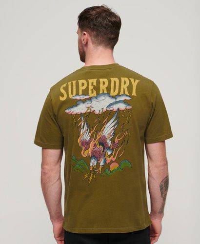Men's Tattoo Graphic Loose Fit T-Shirt Green / Fir Green - Size: L - Superdry - Modalova