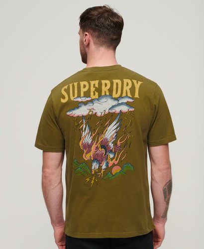 Men's Tattoo Graphic Loose Fit T-Shirt Green / Fir Green - Size: M - Superdry - Modalova