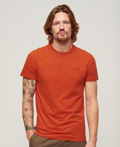 Mens Classic Embroidered Organic Cotton Essential Logo T-Shirt, Orange, Size: XS - Superdry - Modalova