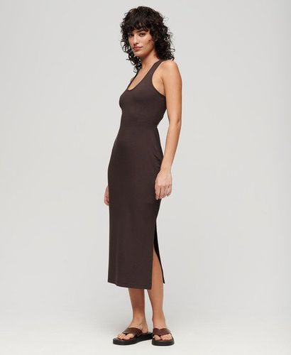 Women's Scoop Neck Jersey Midi Dress Brown / Dark Oak Brown - Size: 10 - Superdry - Modalova