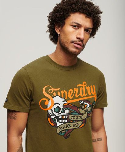 Herren T-Shirt mit Tattoo-Schriftzug und Logo-Druck, Größe: L - Superdry - Modalova