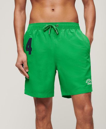 Mens Classic Embroidered Recycled Polo 17-Inch Swim Shorts, Green, Size: L - Superdry - Modalova