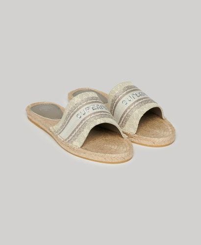 Women's Canvas Espadrille Overlay Sliders White / Moon Rock Grey - Size: 4 - Superdry - Modalova