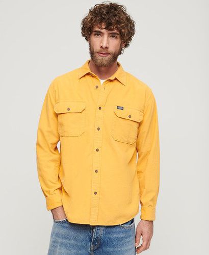 Men's Micro Cord Long Sleeve Shirt Yellow / Golden Yellow - Size: L - Superdry - Modalova